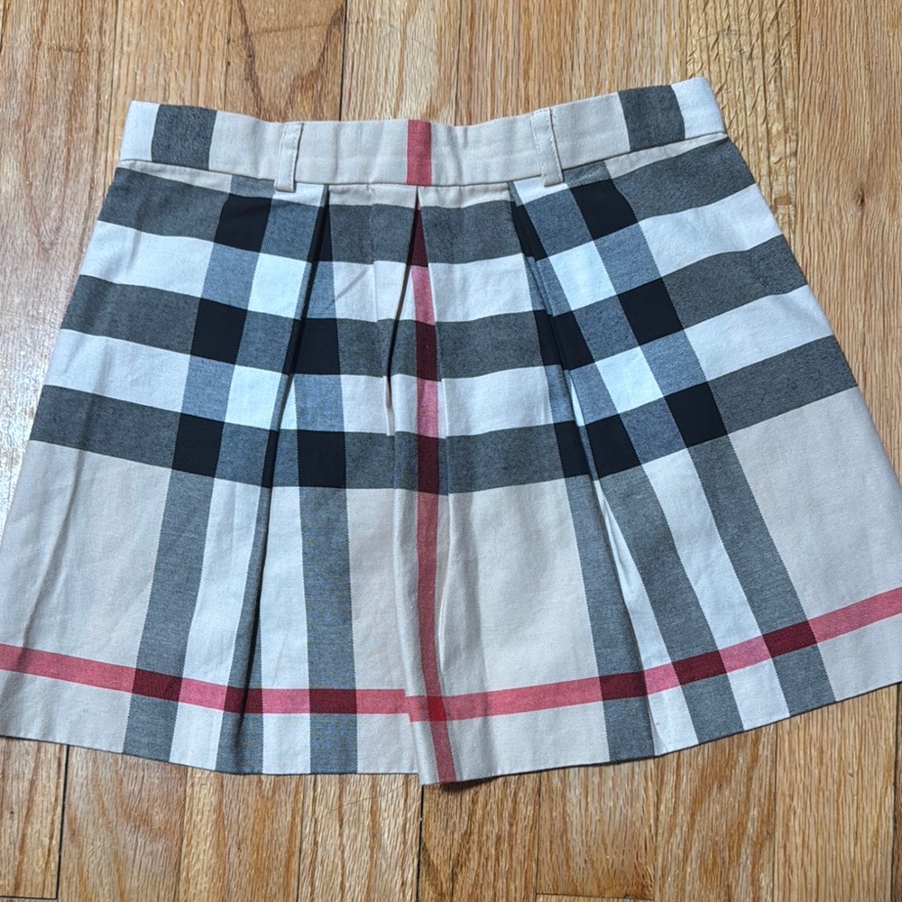 Burberry Checkered Skirt in Beige, Black, and Red- Kids